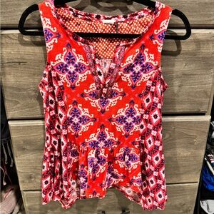 Anthropologie Vibrant Red Sleeveless Top
